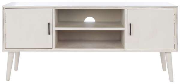 Safavieh Sorrel Mid Century 2 Door 1 Shelf Media Stand - Distressed White | TV Stands | Modishstore - 2