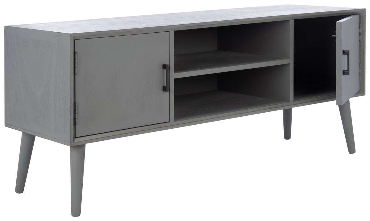 Safavieh Sorrel Mid Century 2 Door 1 Shelf Media Stand - Distressed Gray | TV Stands | Modishstore - 3