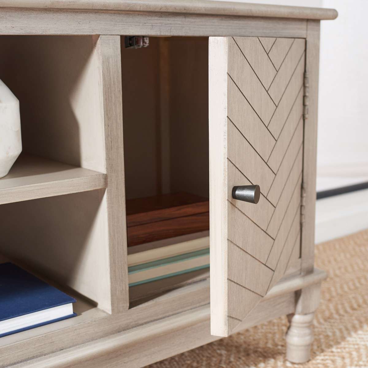 Safavieh Magnolia 2 Door 2 Shelf Media Stand - Greige | TV Stands | Modishstore - 4