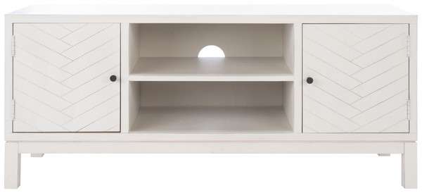 Safavieh Ajana 2 Door 1 Shelf Media Stand - All Distressed White | TV Stands | Modishstore - 2