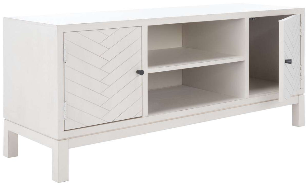 Safavieh Ajana 2 Door 1 Shelf Media Stand - All Distressed White | TV Stands | Modishstore - 3
