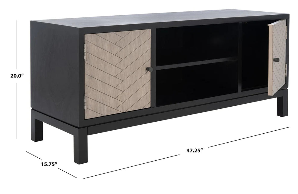 Safavieh Ajana 2 Door 1 Shelf Media Stand - Black | TV Stands | Modishstore - 8