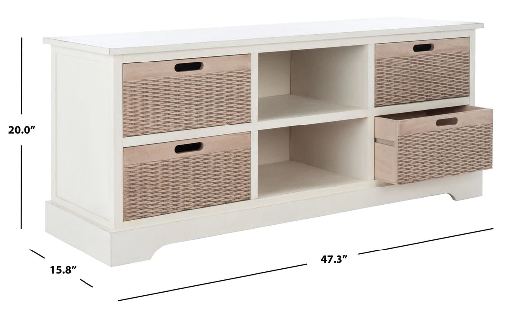Safavieh Landers 4 Drawer Media Stand - Distressed White | TV Stands | Modishstore - 7