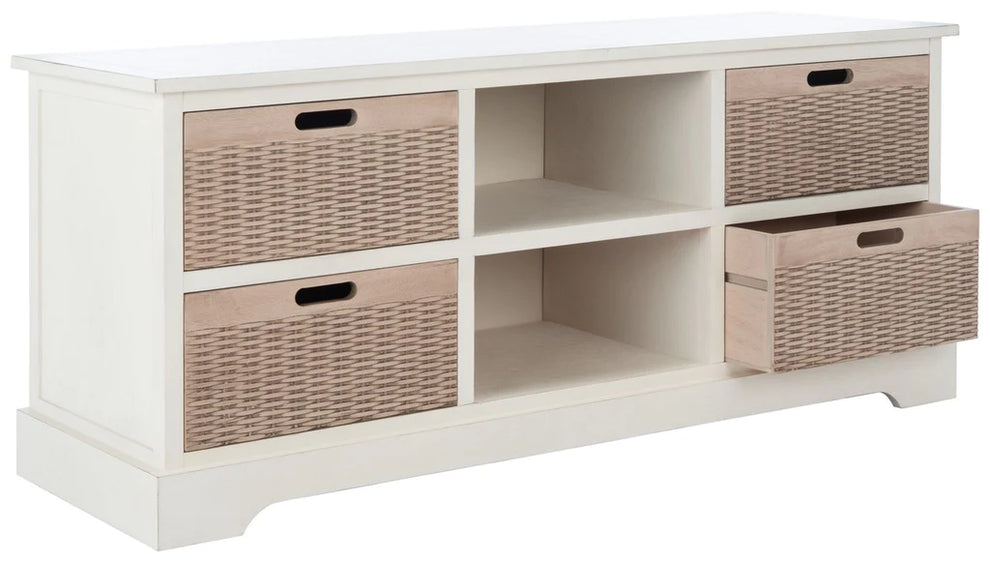 Safavieh Landers 4 Drawer Media Stand - Distressed White | TV Stands | Modishstore - 8