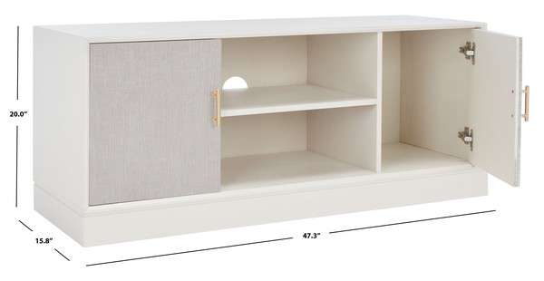 Safavieh Estella 2Dr 1 Shelf Media Stand - White | TV Stands | Modishstore - 4