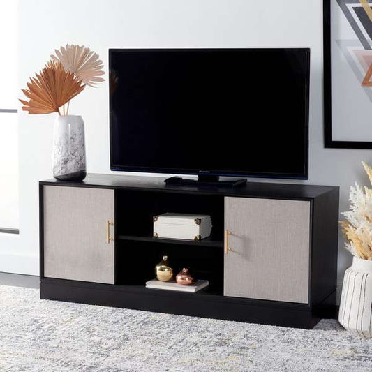 Safavieh Estella 2Dr 1 Shelf Media Stand - Black | TV Stands | Modishstore