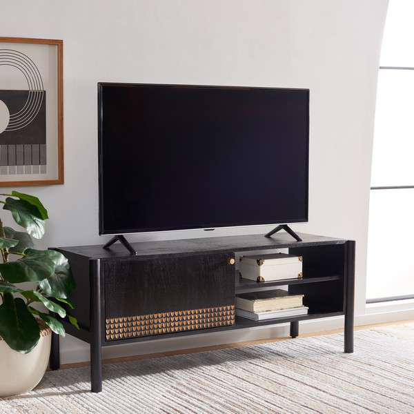 Safavieh Errington 2 Shelf Media Stand - Black | TV Stands | Modishstore - 4