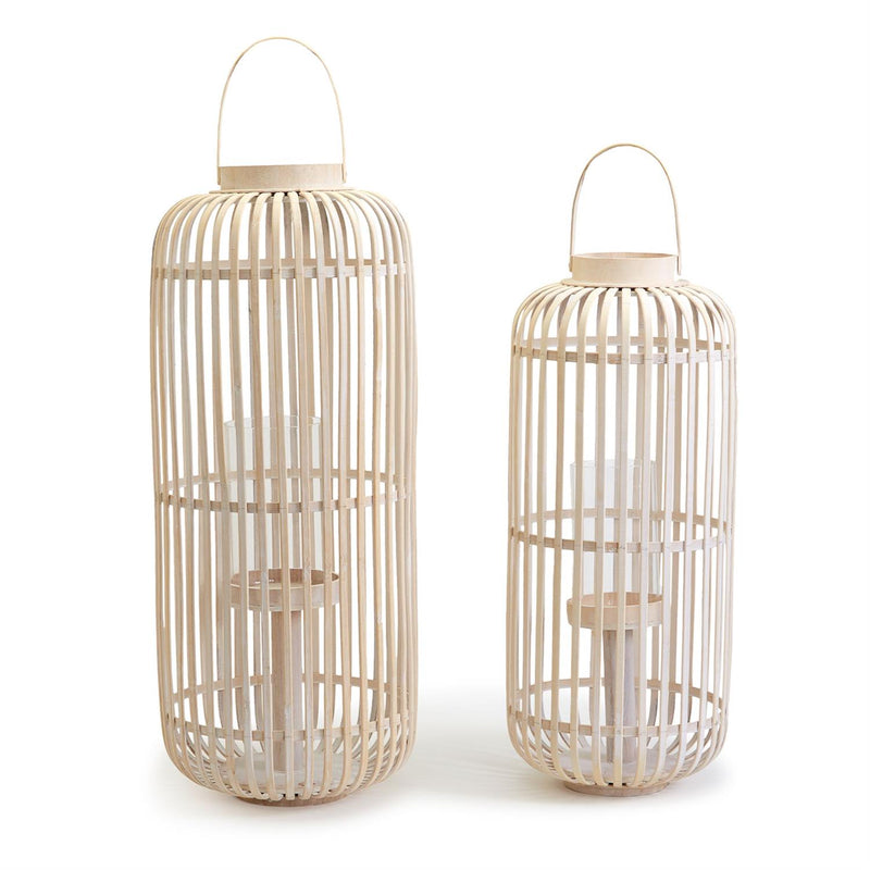 Hand-Crafted Lanterns With Handle Includes Glass Sleeve Set Of 2 By Two's Company | Lanterns | Modishstore