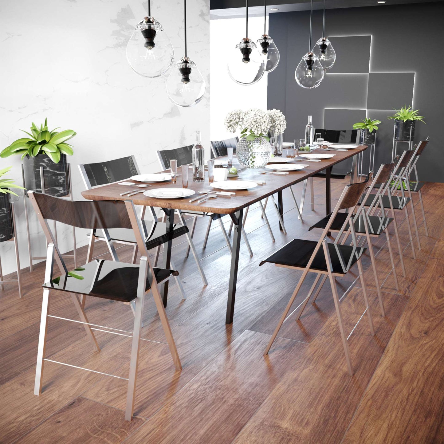 LeisureMod Menno Modern Acrylic Folding Chair, Set of 4 | Dining Chairs | Modishstore