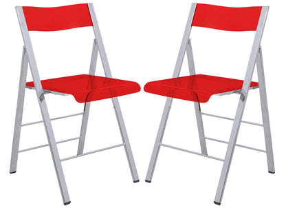 LeisureMod Menno Modern Acrylic Folding Chair, Set of 2 | Dining Chairs | Modishstore - 26