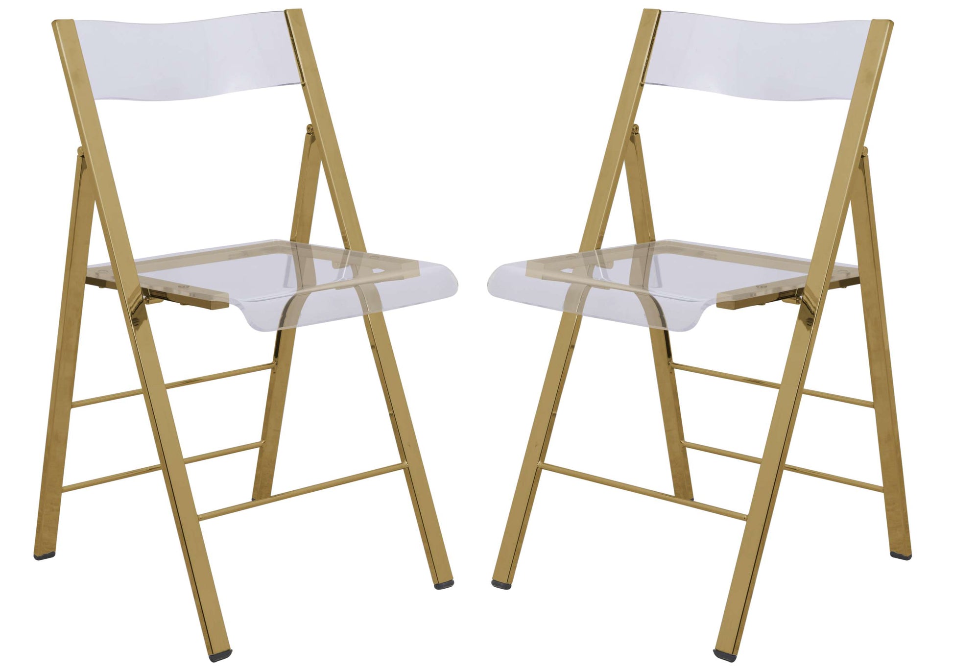 LeisureMod Menno Modern Acrylic Gold Base Folding Chair, Set of 2 | Dining Chairs | Modishstore - 2