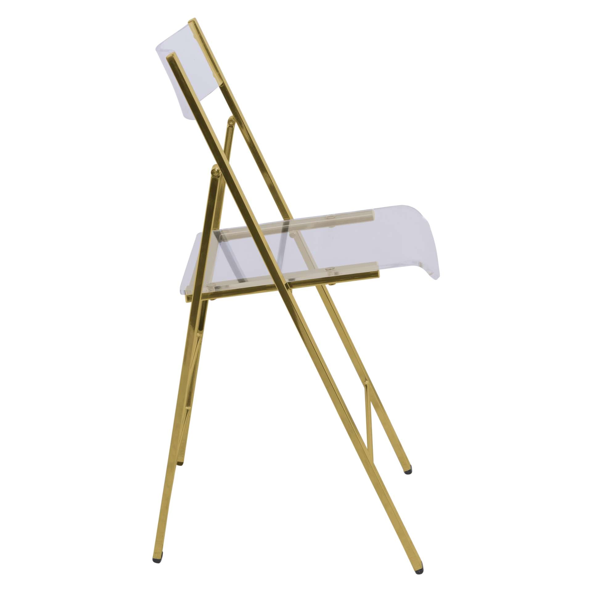 LeisureMod Menno Modern Acrylic Gold Base Folding Chair, Set of 2 | Dining Chairs | Modishstore - 8