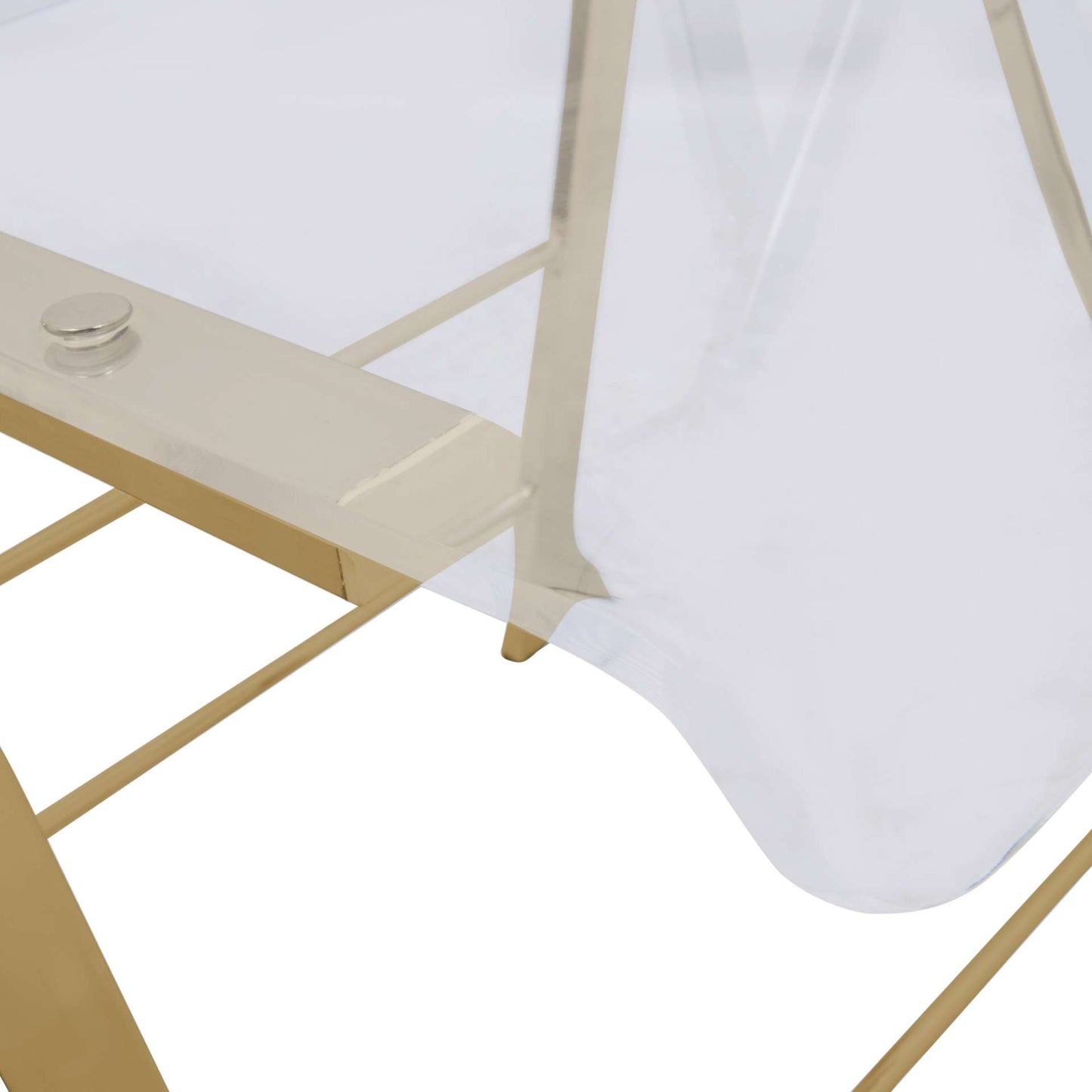 LeisureMod Menno Modern Acrylic Gold Base Folding Chair, Set of 4 | Dining Chairs | Modishstore - 11