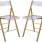 LeisureMod Menno Modern Acrylic Gold Base Folding Chair, Set of 4 | Dining Chairs | Modishstore - 2