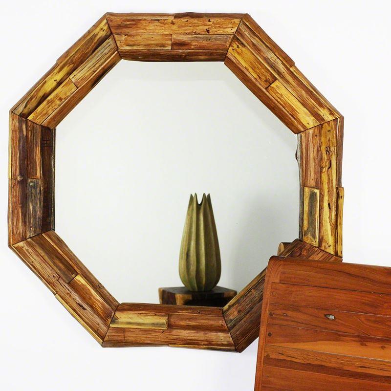 Haussmann Mirror Ne Teak Octagon Branch 34" Dia - Tung Oil | Mirrors | Modishstore-2
