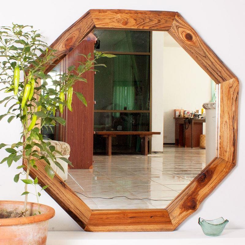 Haussmann Mirror Ne Teak Octagon 34"Dia - Walnut | Mirrors | Modishstore-3
