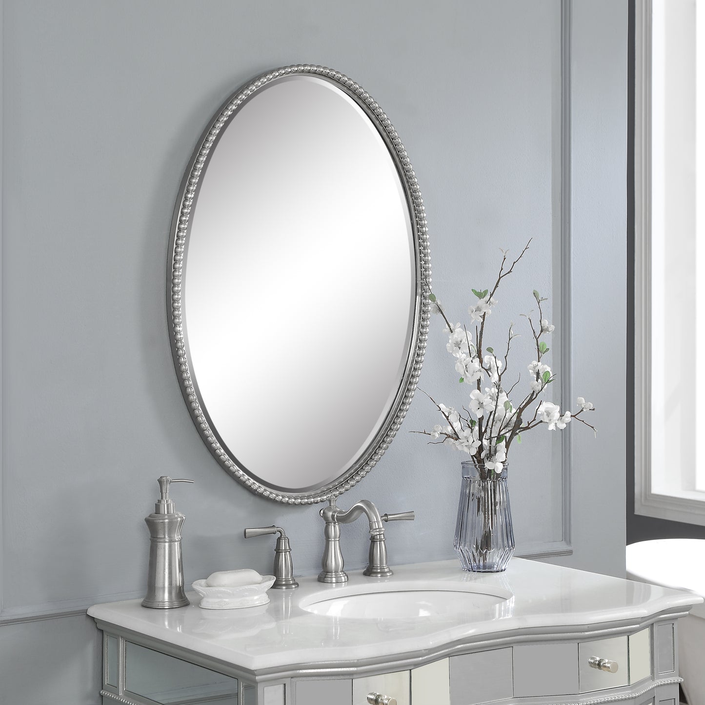 Uttermost Sherise Brushed Nickel Oval Mirror | Mirrors | Modishstore - 2