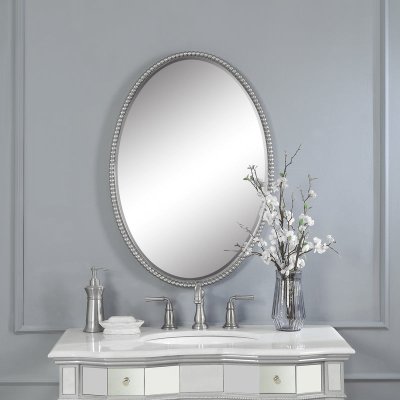 Uttermost Sherise Brushed Nickel Oval Mirror | Mirrors | Modishstore
