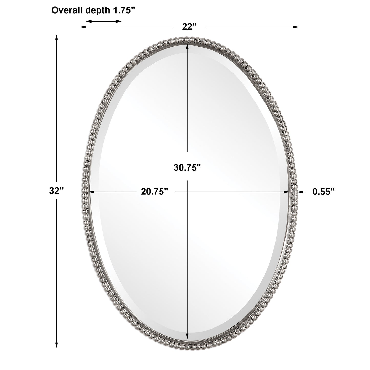 Uttermost Sherise Brushed Nickel Oval Mirror | Mirrors | Modishstore - 4