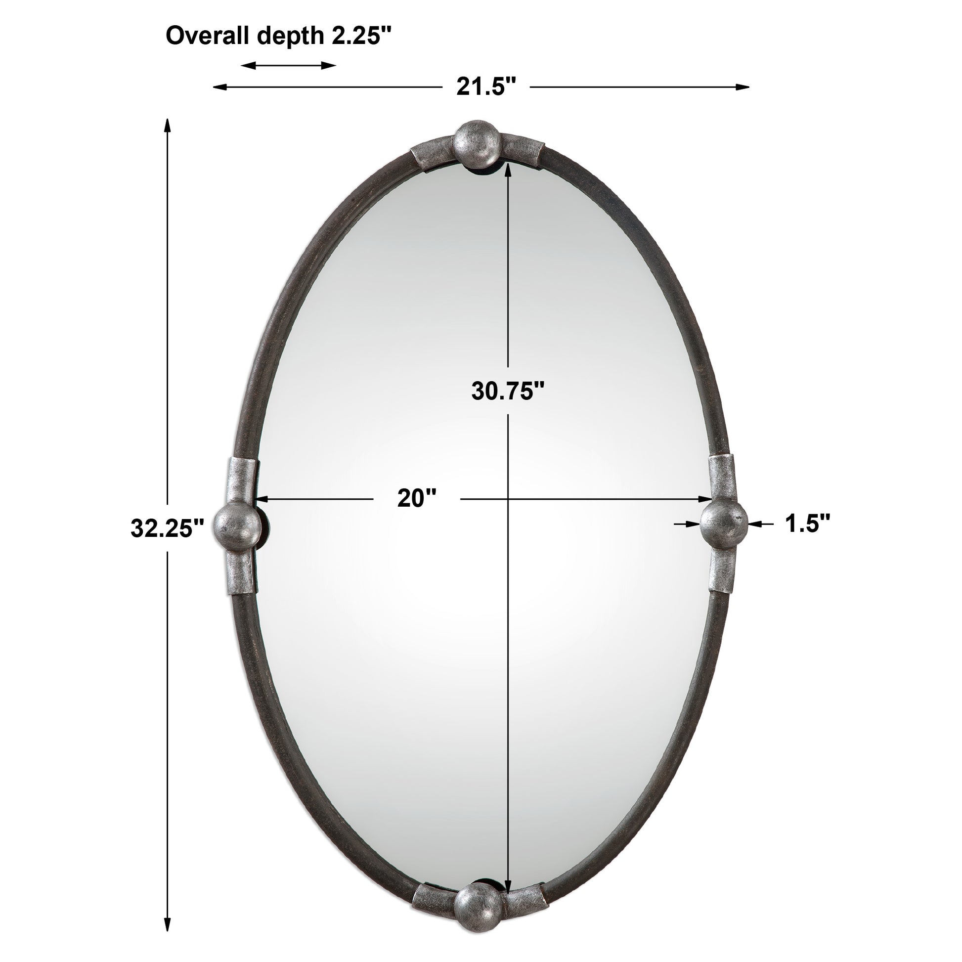 Uttermost Carrick Black Oval Mirror | Mirrors | Modishstore - 3
