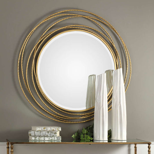 Uttermost Whirlwind Gold Round Mirror | Mirrors | Modishstore