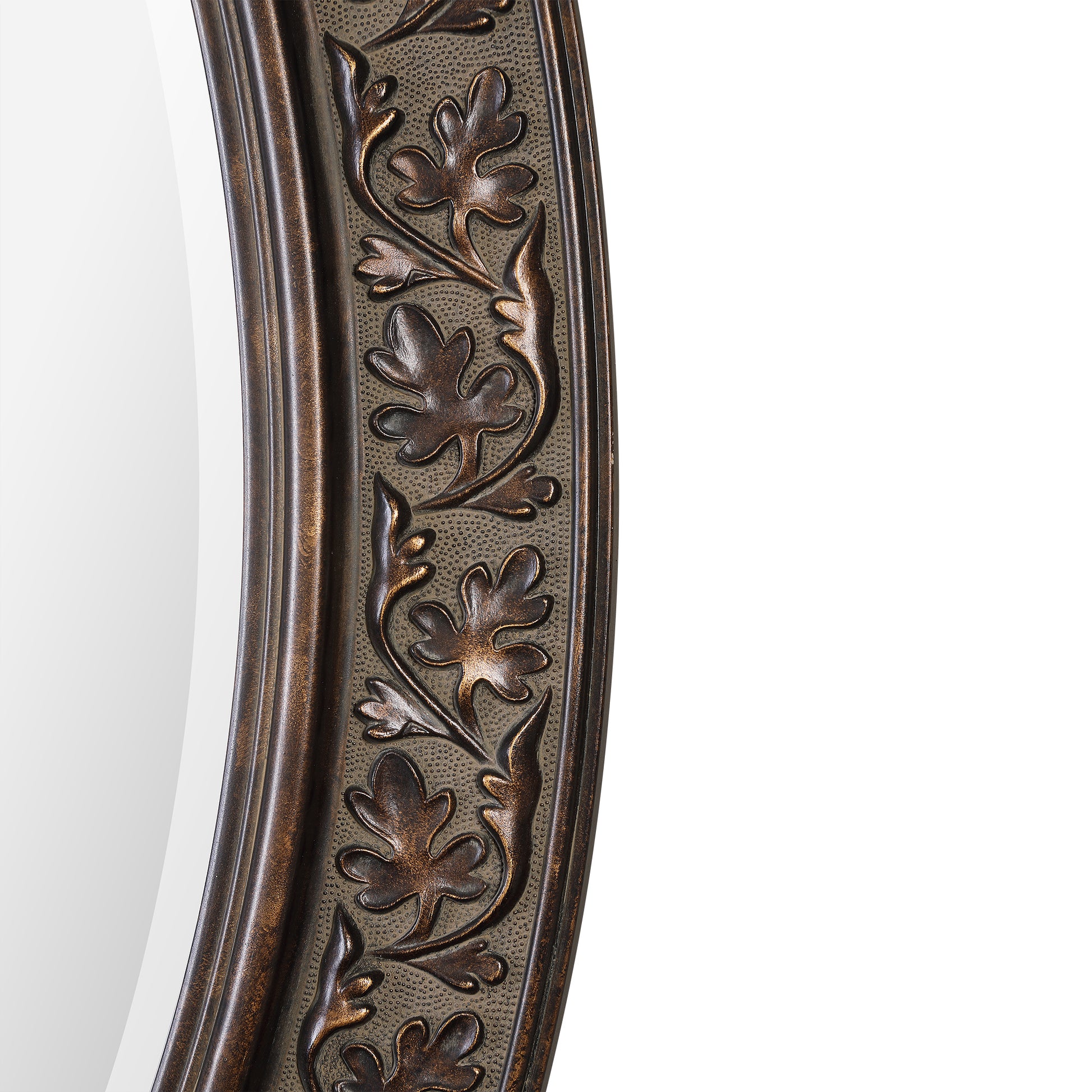 Oval frame features an embossed flowing leaf design By Modish Store | Mirrors | Modishstore - 4