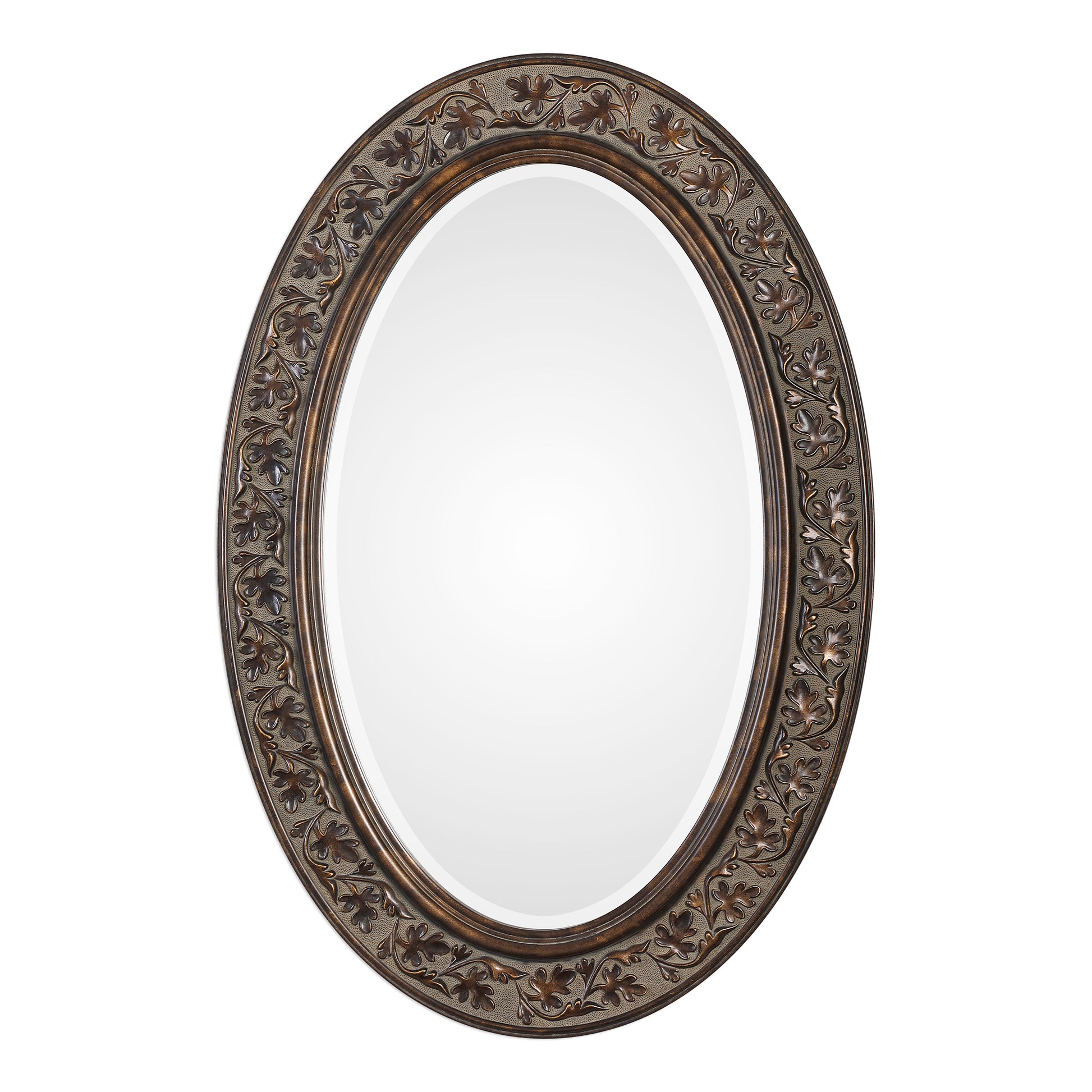 Oval frame features an embossed flowing leaf design By Modish Store | Mirrors | Modishstore - 2