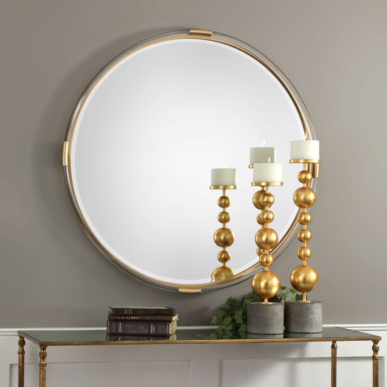 Uttermost Mackai Round Gold Mirror | Mirrors | Modishstore