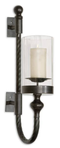 Uttermost Garvin Twist Metal Sconce With Candle | Modishstore | Candle Holders-2