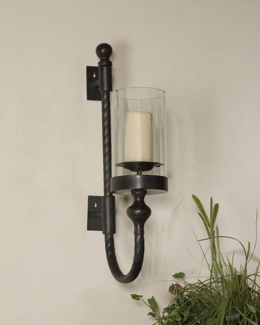 Uttermost Garvin Twist Metal Sconce With Candle | Modishstore | Candle Holders