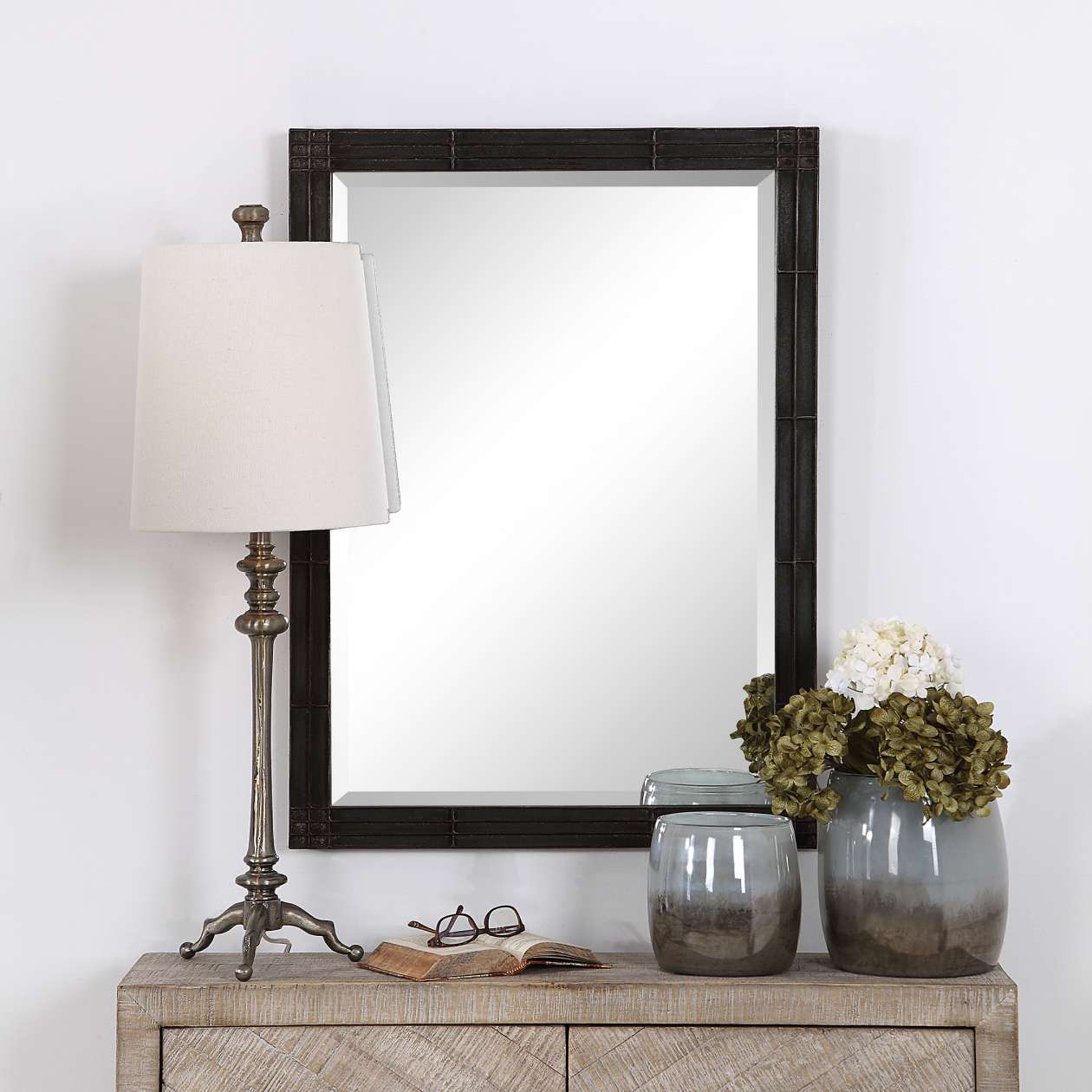 Uttermost Gower Aged Black Vanity Mirror | Mirrors | Modishstore - 2