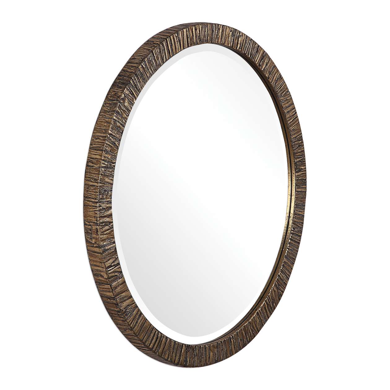 Uttermost Wayde Gold Bark Round Mirror | Mirrors | Modishstore - 2