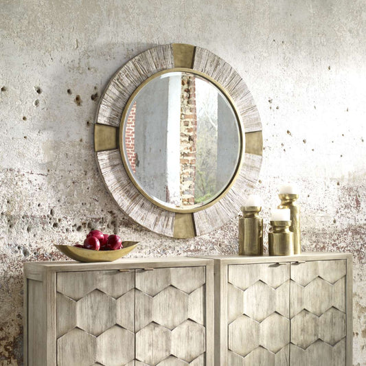 Uttermost Reuben Gold Round Mirror | Mirrors | Modishstore