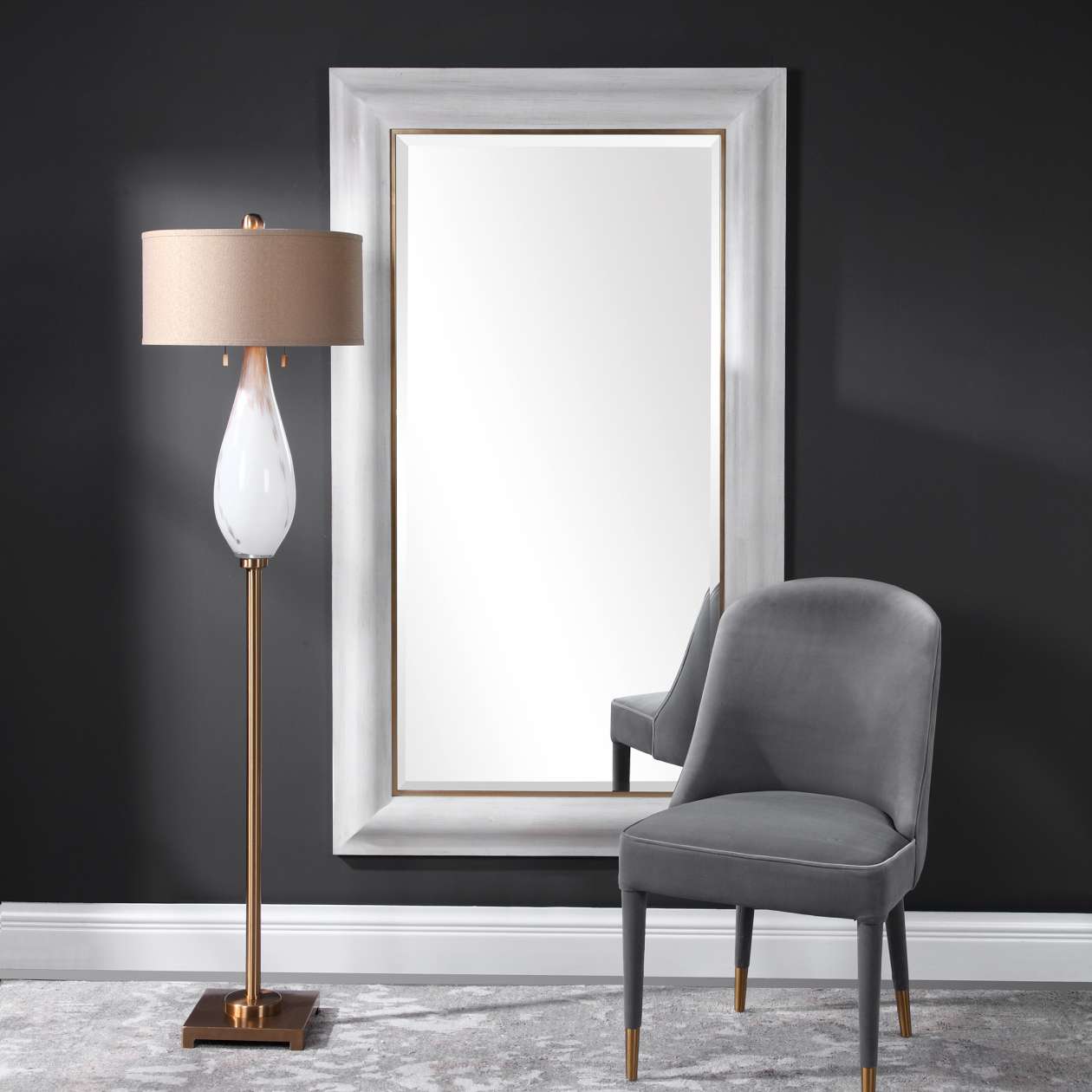 Uttermost Piper Large White Mirror | Mirrors | Modishstore - 2