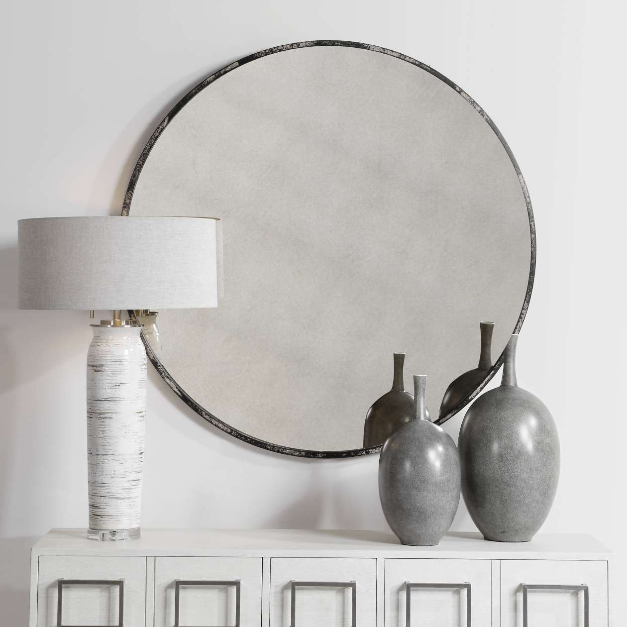 Uttermost Junius Antique White Round Mirror | Mirrors | Modishstore - 3