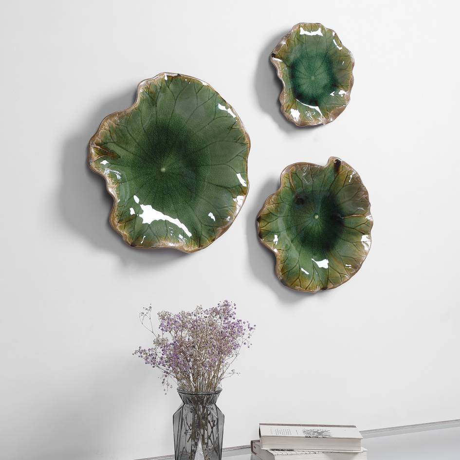 Uttermost Abella Green Ceramic Wall Decor, S/3 | Modishstore | Wall Decor-5