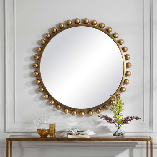 Uttermost Cyra Gold Round Mirror | Mirrors | Modishstore