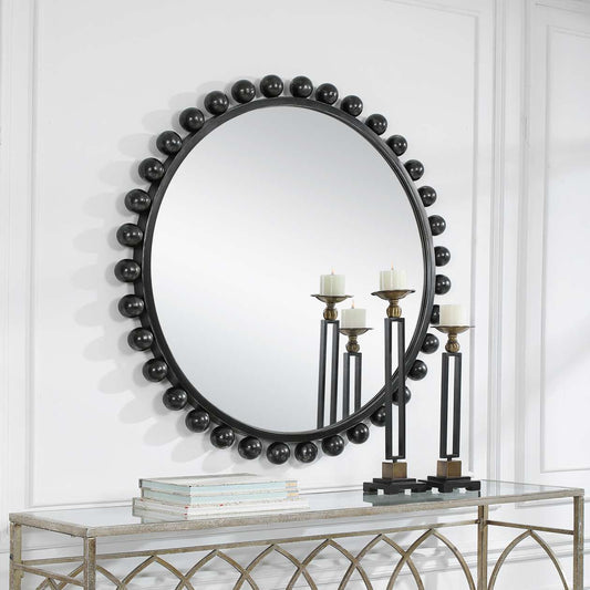 Uttermost Cyra Black Round Mirror | Mirrors | Modishstore
