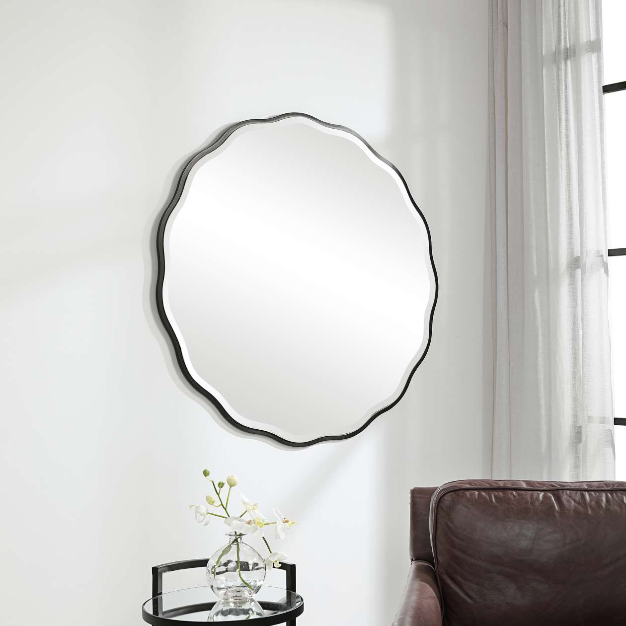 Uttermost Aneta Black Round Mirror | Mirrors | Modishstore