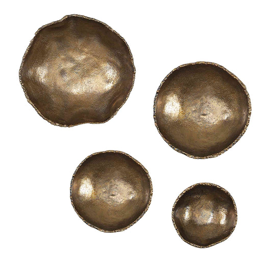 Uttermost Lucky Coins Brass Wall Bowls, Set Of 4 | Decorative Bowls | Modishstore