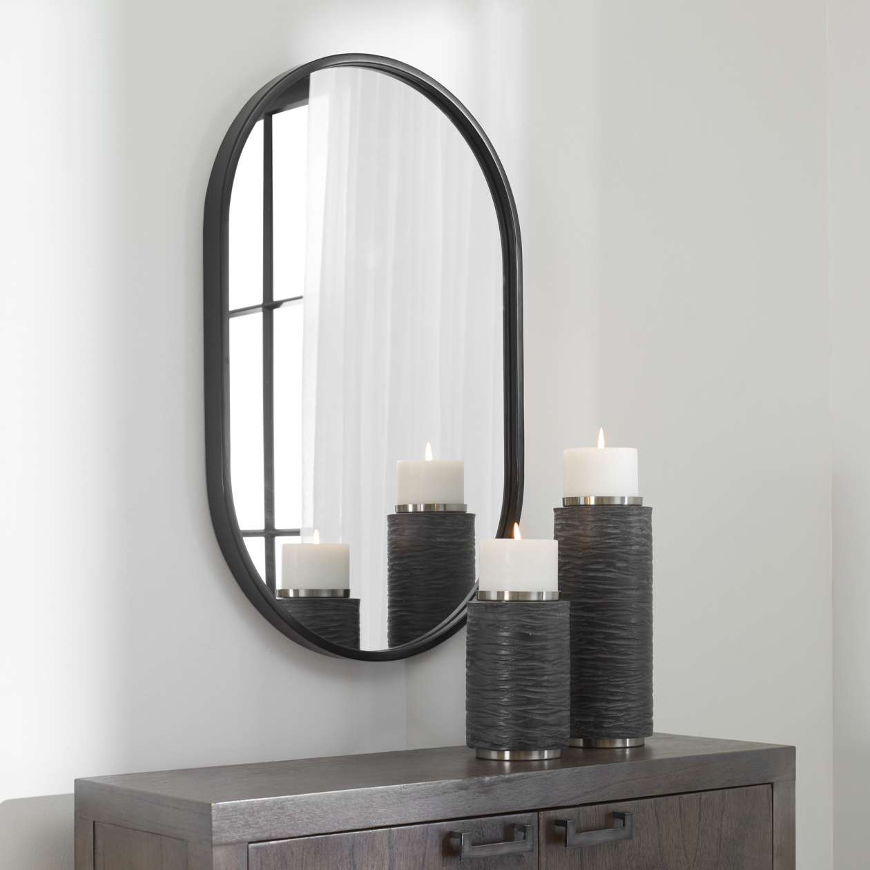 Uttermost Varina Minimalist Black Oval Mirror | Mirrors | Modishstore - 4