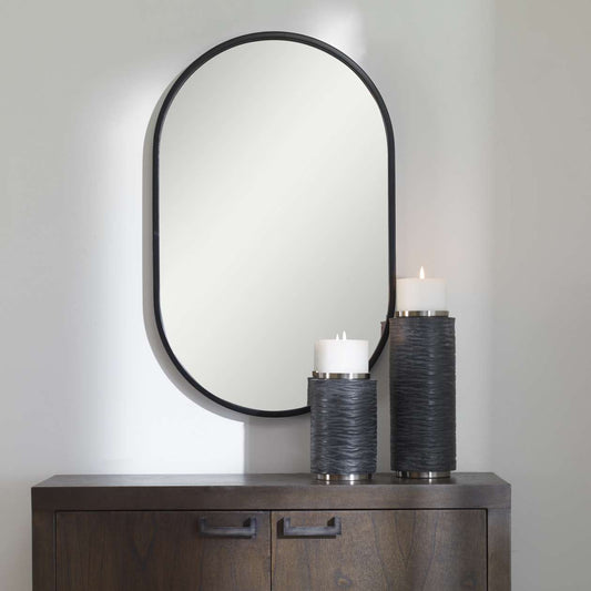 Uttermost Varina Minimalist Black Oval Mirror | Mirrors | Modishstore