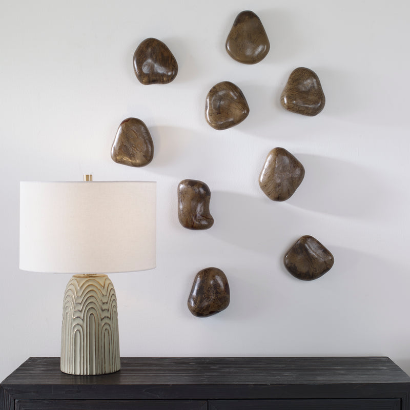 Uttermost Pebbles Walnut Wood Wall Décor, Set Of 9 | Wall Art | Modishstore