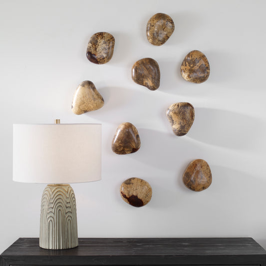 Uttermost Pebbles Blonde Wood Wall Décor, Set Of 9 | Wall Art | Modishstore