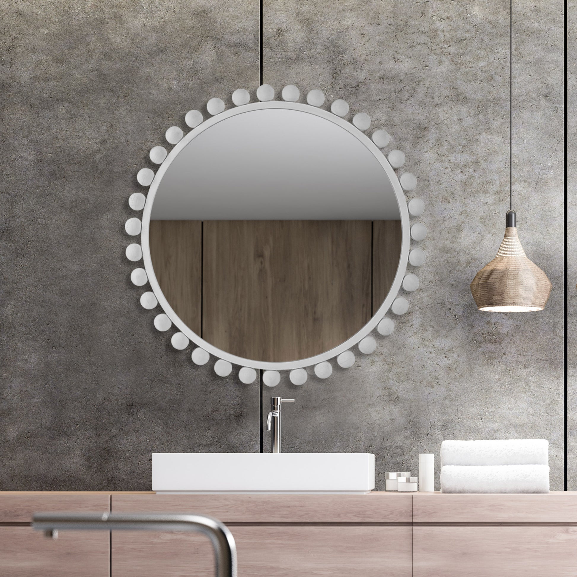 Uttermost Cyra White Round Mirror | Mirrors | Modishstore - 4