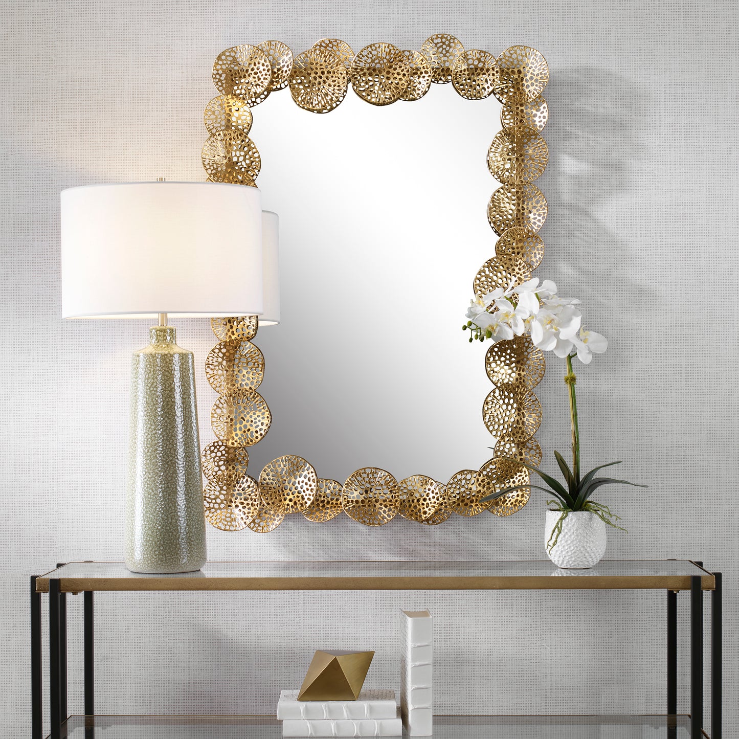 Uttermost Ripley Gold Lotus Mirror | Mirrors | Modishstore