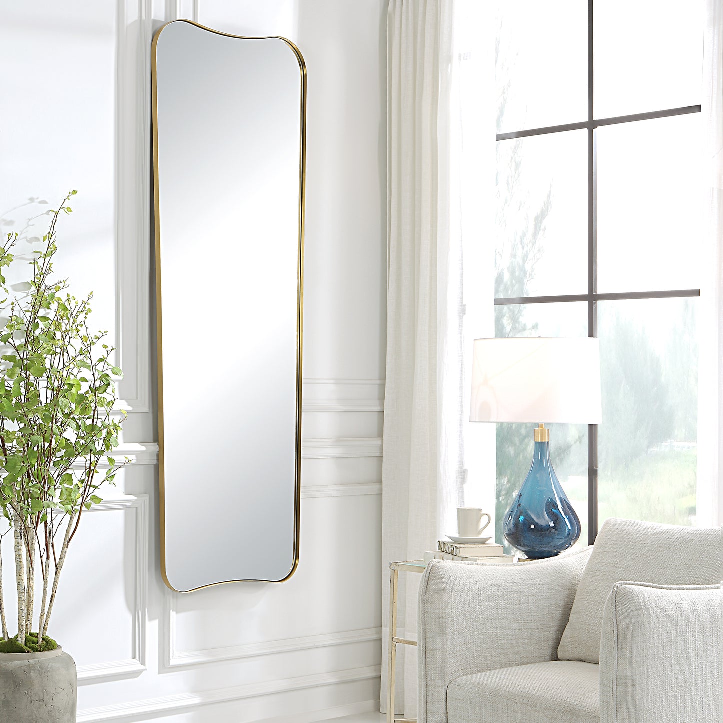 Uttermost Belvoir Large Antique Brass Mirror | Mirrors | Modishstore