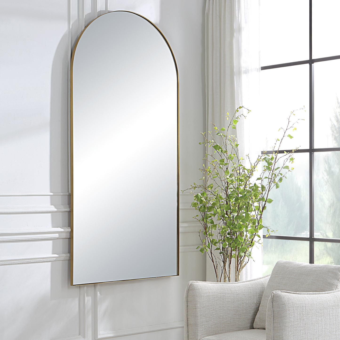 Uttermost Crosley Antique Brass Arch Mirror | Mirrors | Modishstore