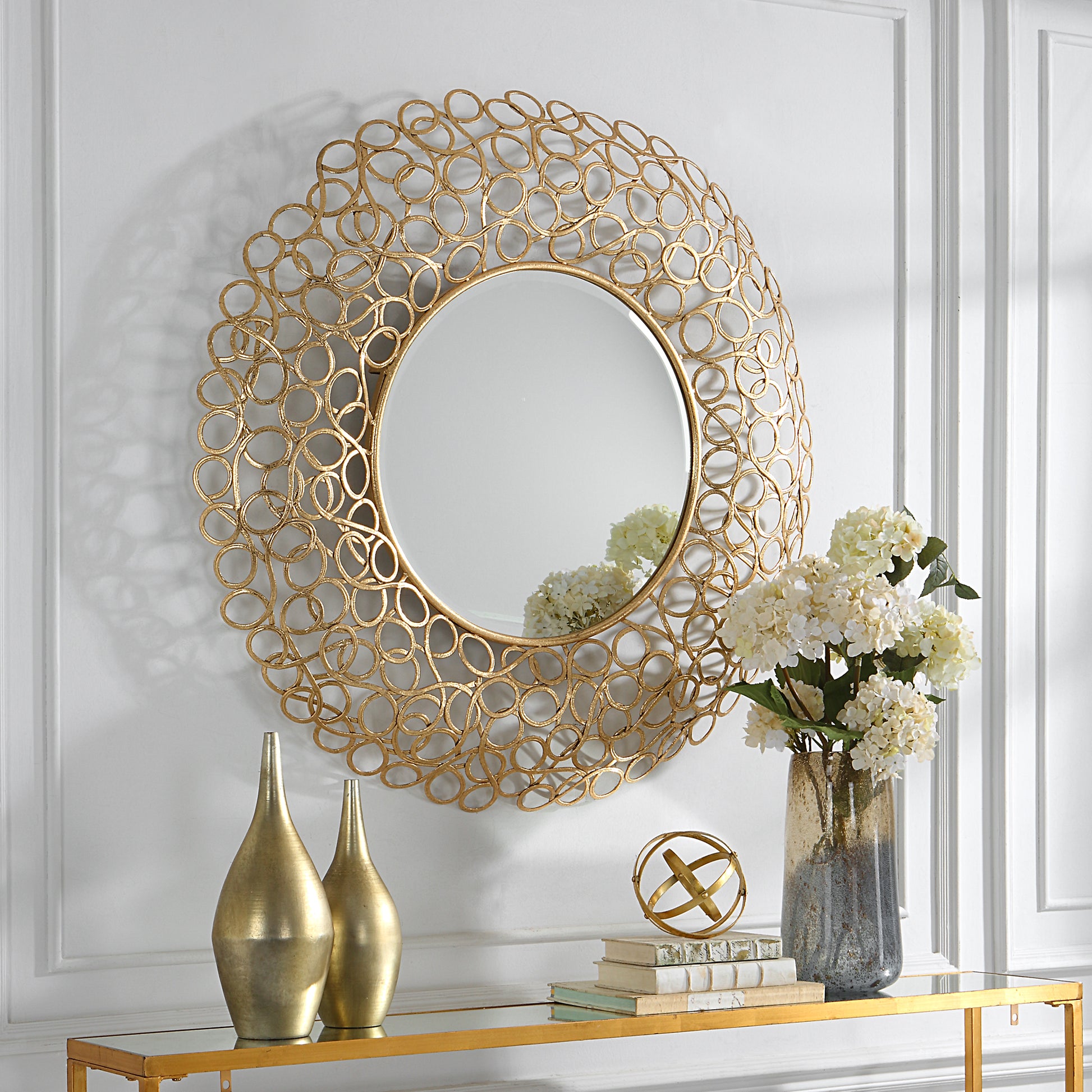 Uttermost Swirl Round Gold Mirror | Mirrors | Modishstore - 5