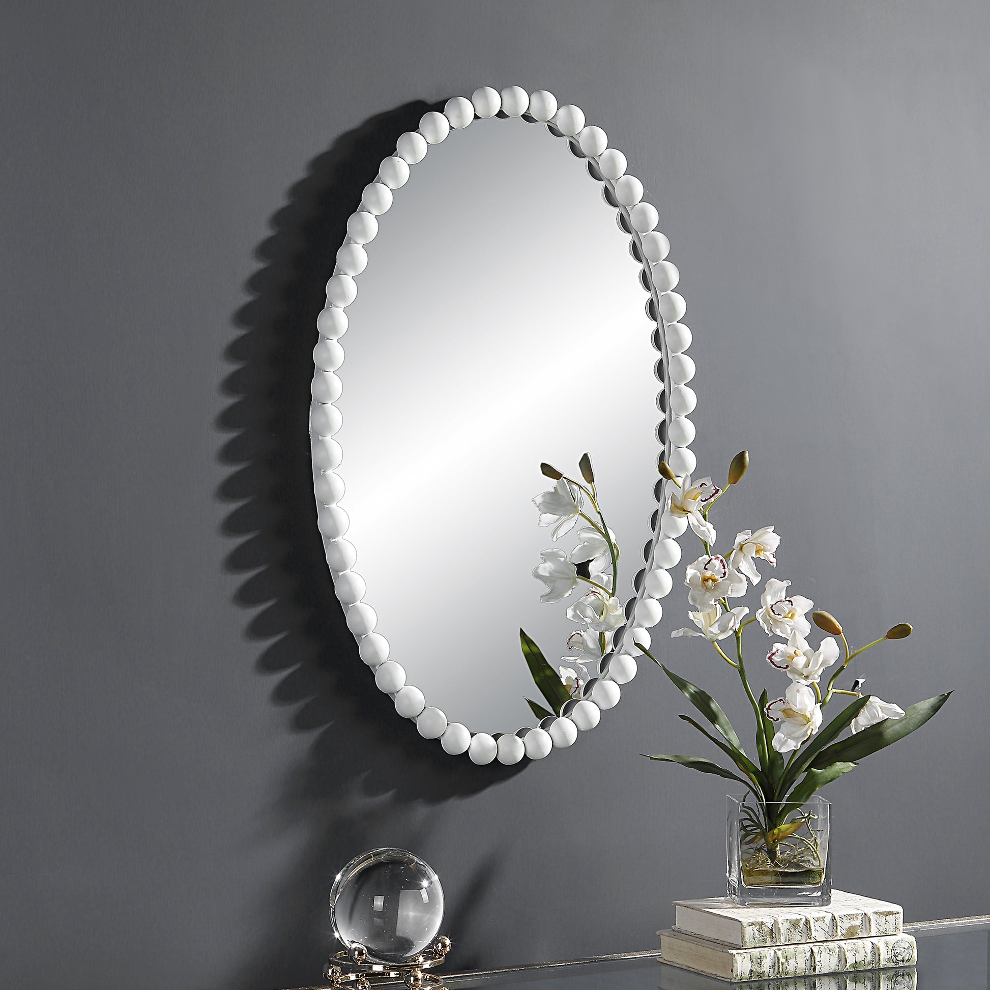 Uttermost Serna White Oval Mirror | Mirrors | Modishstore - 4
